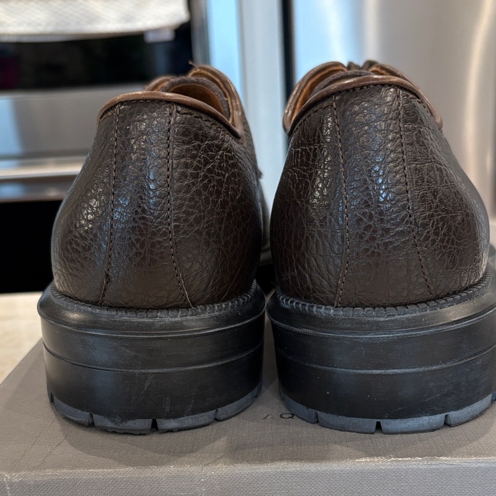 Aquatalia Dark Brown Leather Men's Tucker Oxfords Weatherproof Made in Italy - Picture 6 of 12